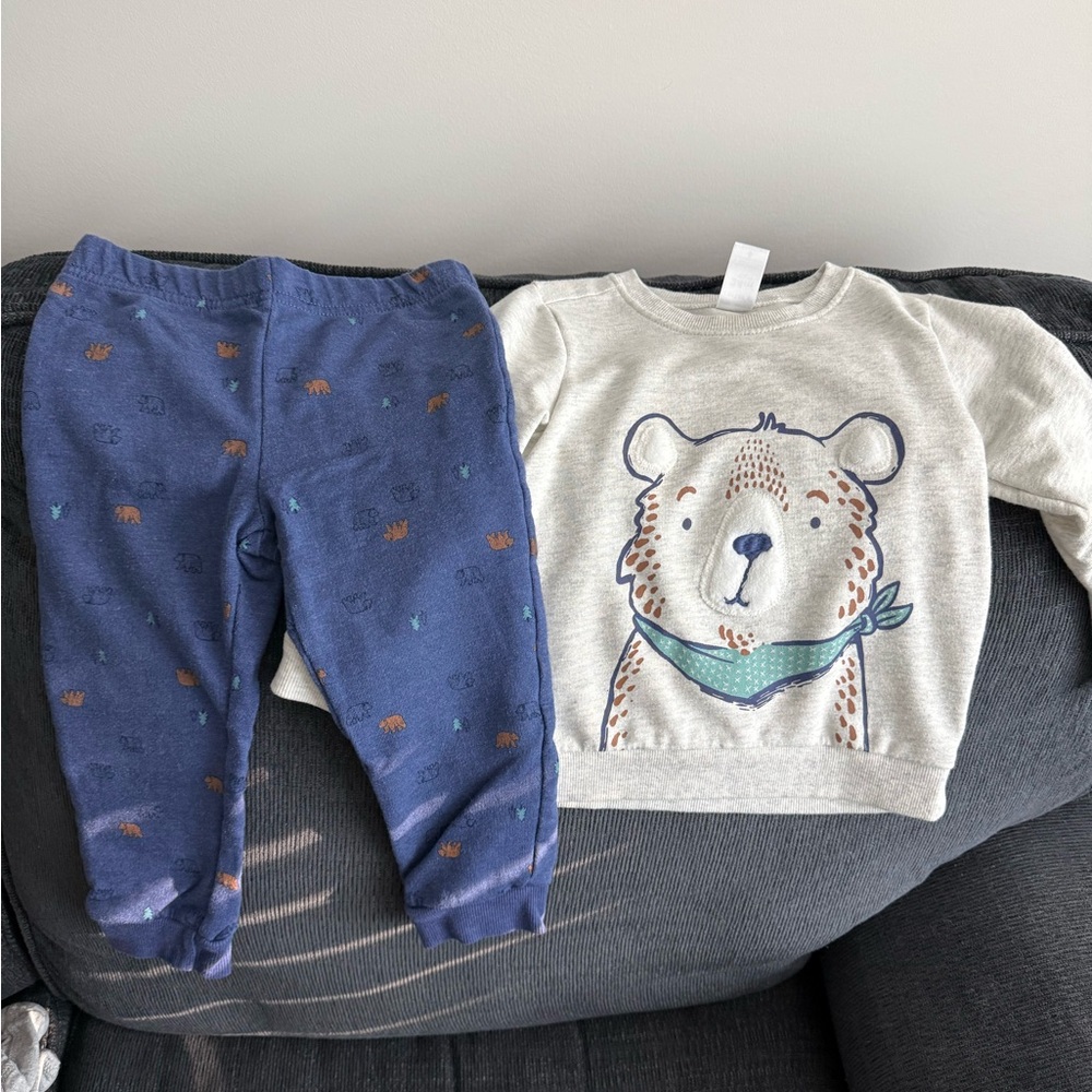 Carter's Gray Bear sweatshirt and sweatpants
